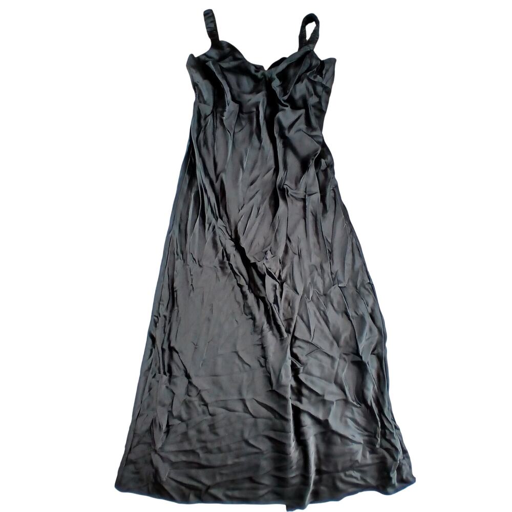 A New Day Dress Womens Large Black Midi Stretchy Sweetheart Open Back NWT